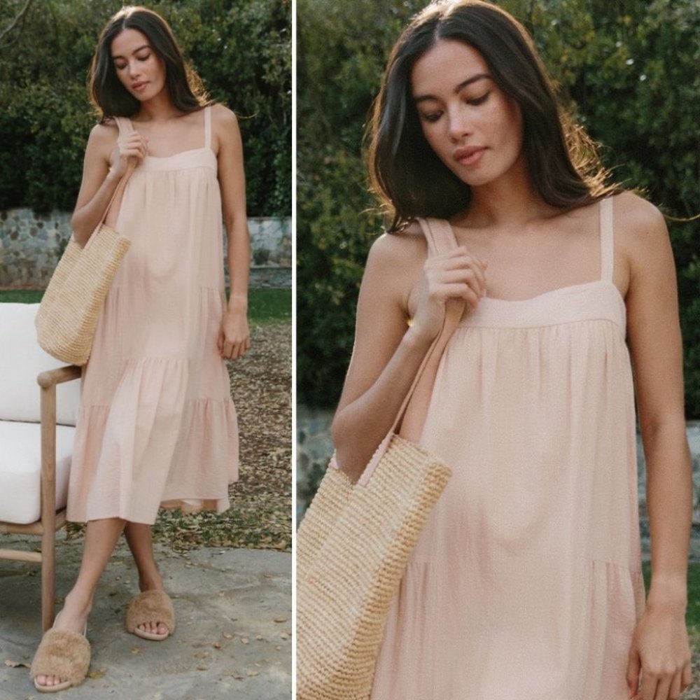 NWT! Jenni Kayne Searsucker Midi Dress blush Size XL